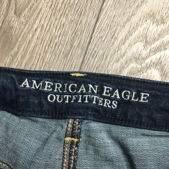 American Eagle Outfitters Jegging Straight Denim Jeans Dark Wash Low Rise 14 - Picture 3 of 9